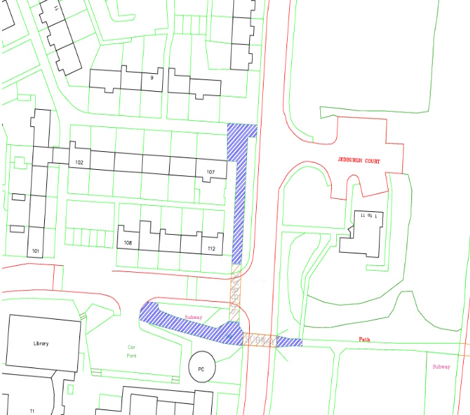 Map showing location of works on Minto Crescent, Glenrothes
