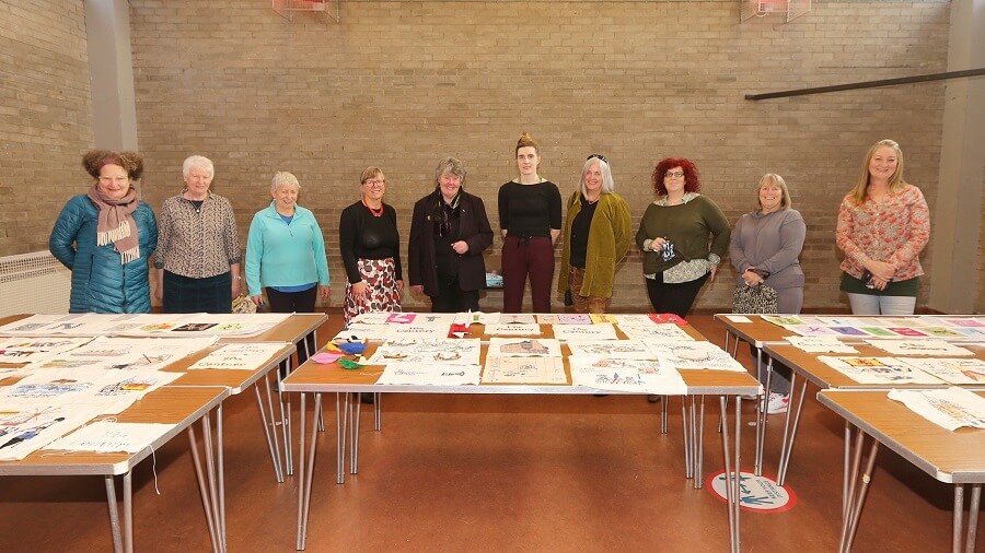 Cllr Alice McGarry and artist Nikkita Morgan with some of the participants