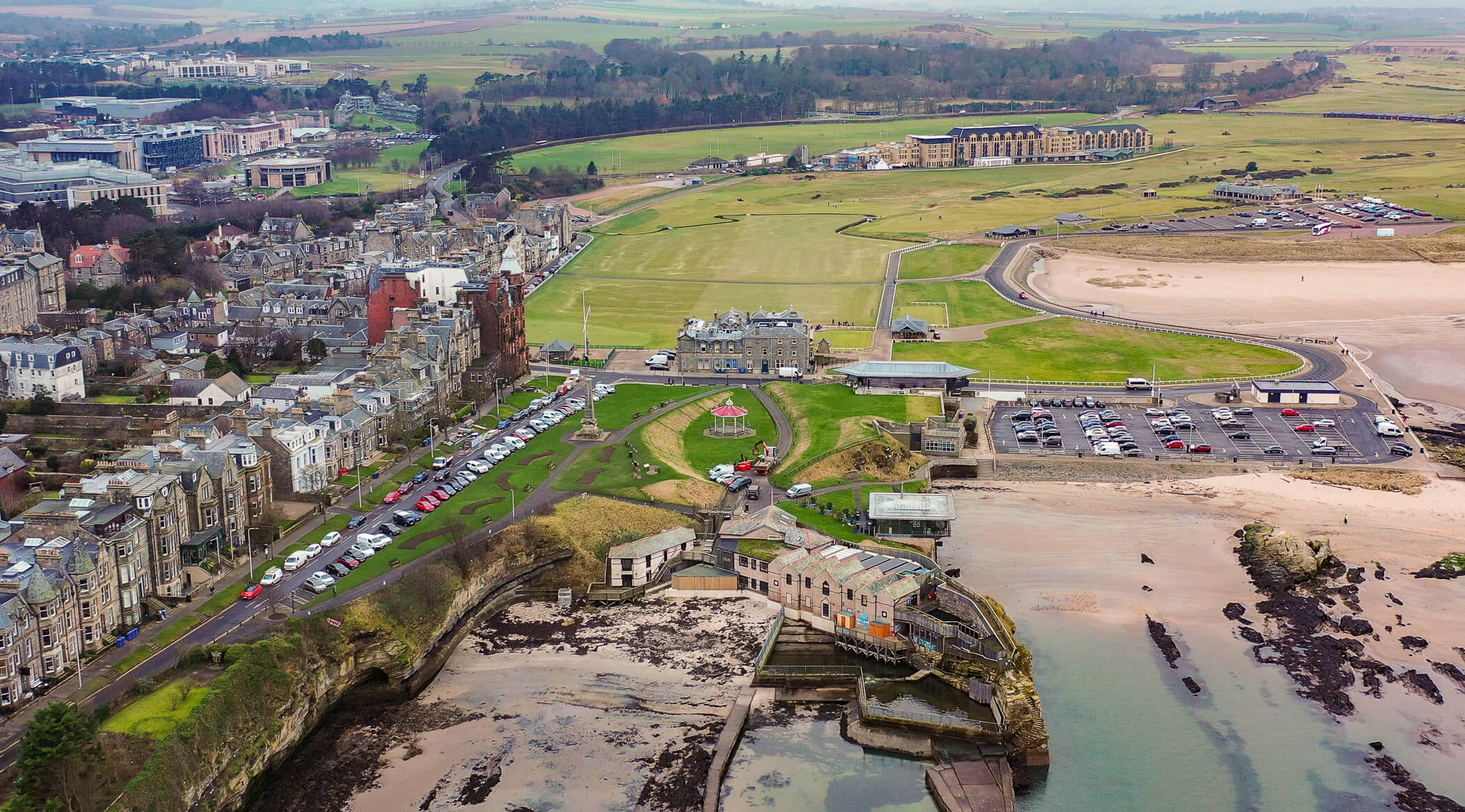 aerial view of the Old Course, St Andrews