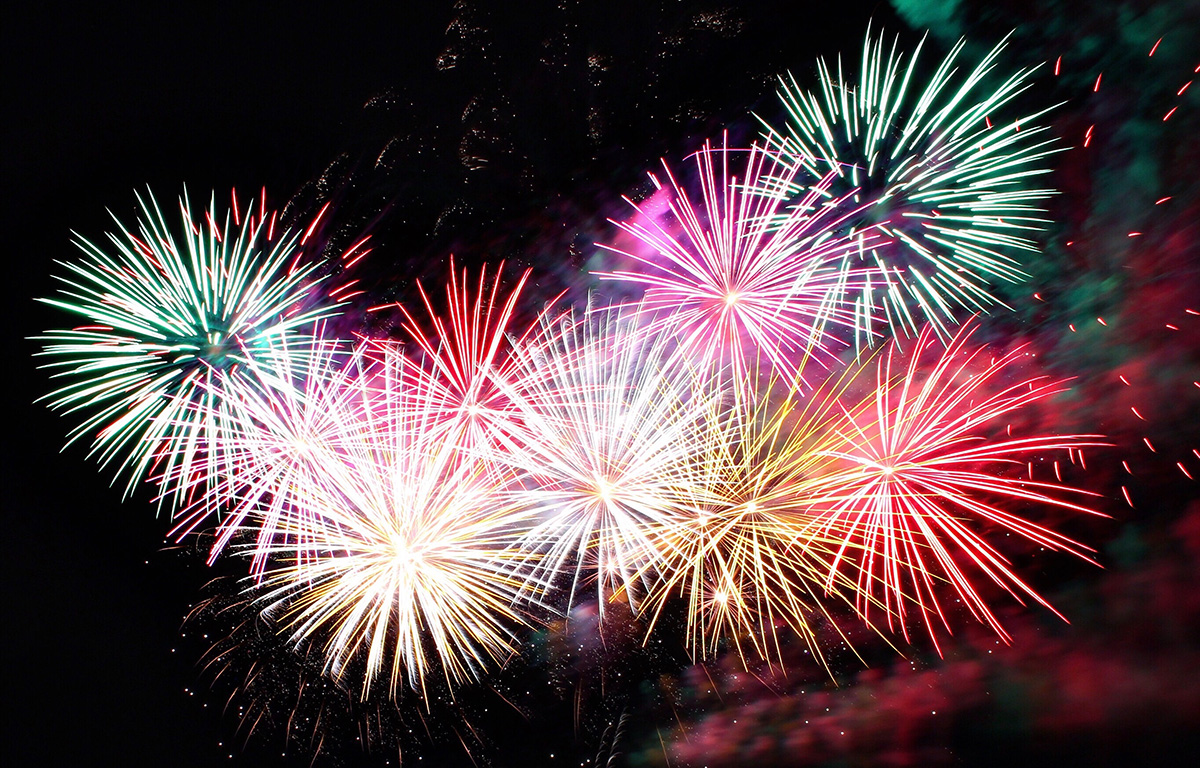 Multi-coloured firework display - Fireworks and bonfire events 2019