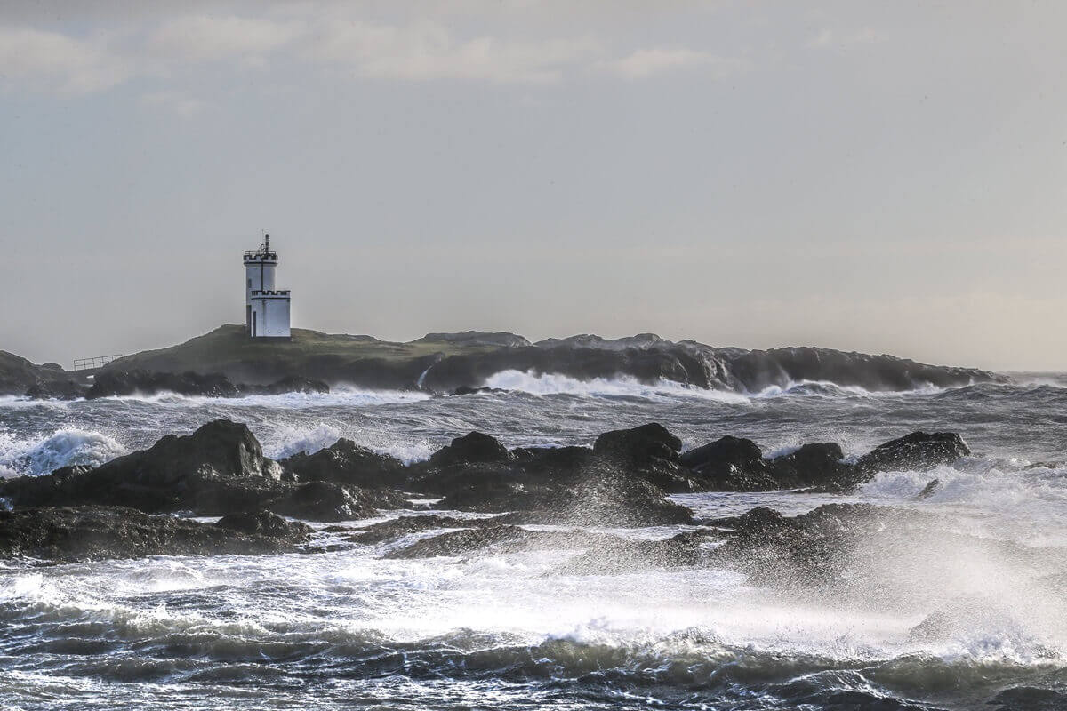 Stormy weather at Elie, Fife. - Weather warning issued as Storm Babet arrives