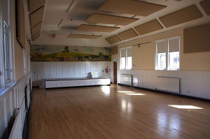 photo of the interior of the main hall and stage