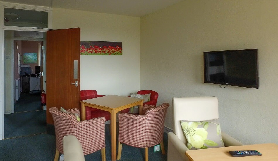 Communal seating area in Buchanan Court