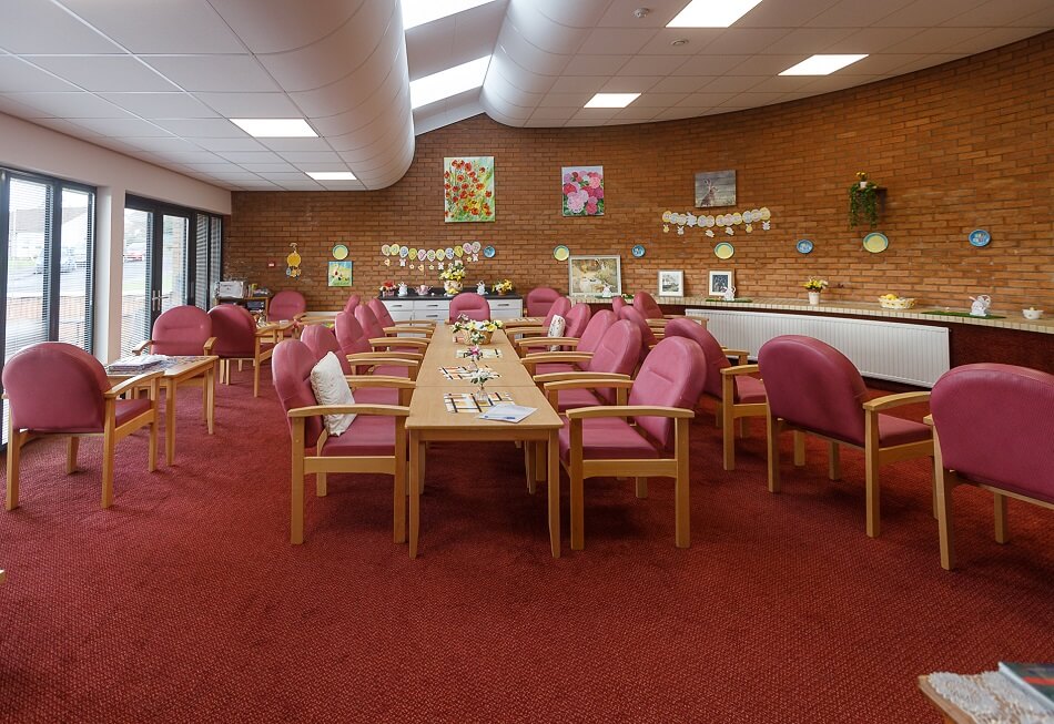 Communal dining and sitting area at Balfour Court