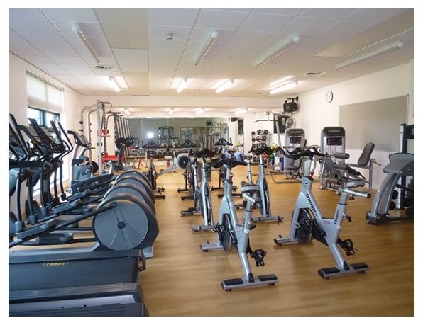 A room with exercise equipment