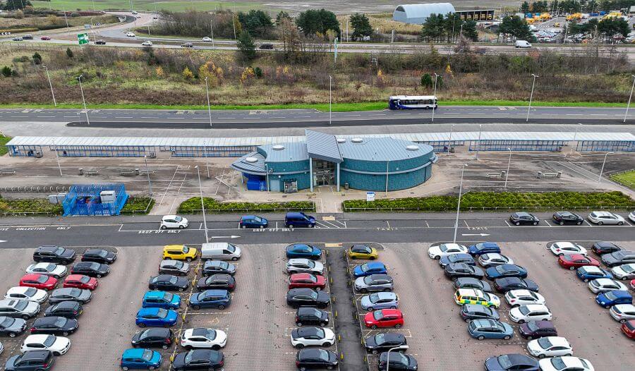 Aerial photograph of Halbeath Park and Ride bus station