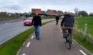 Walkers and cyclist using the Kilrenny to Anstruther Section of the path which is already complete.