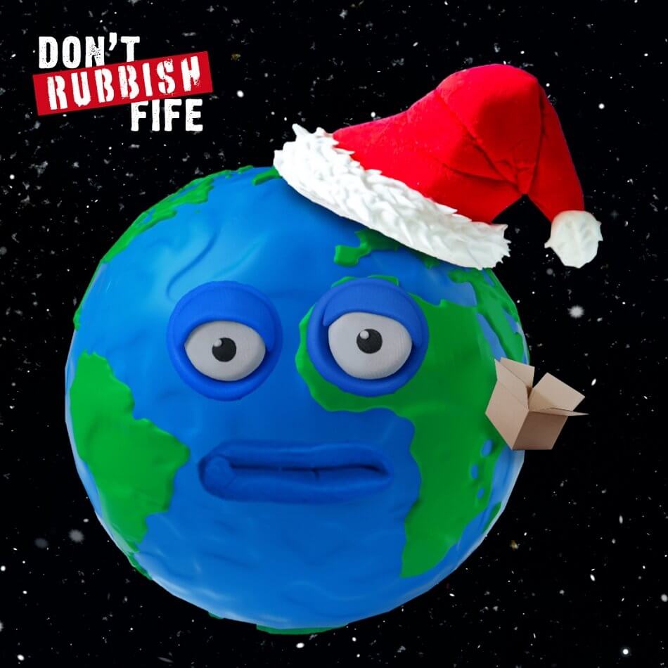 Animation Earth wearing a santa hat