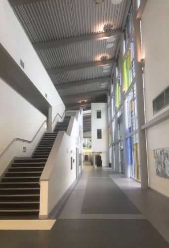 Internal stairs leading up from the main entrance