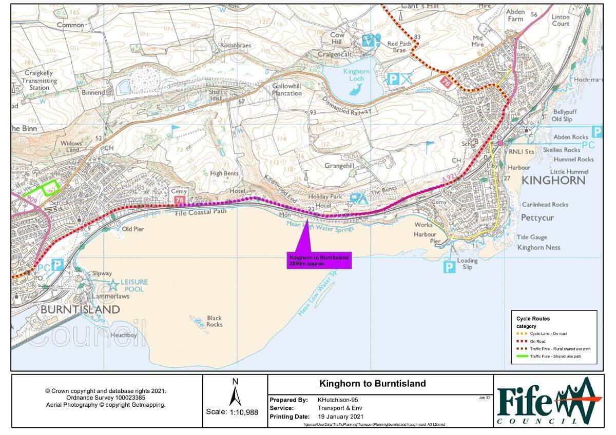 Kinghorn to Burntisland map