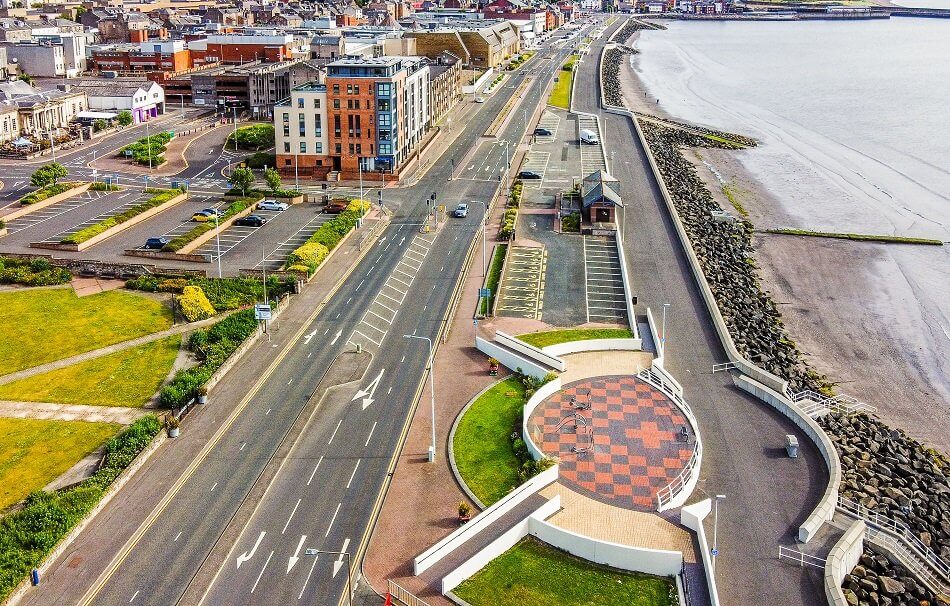 Arial view of Kirkcaldy esplanade 