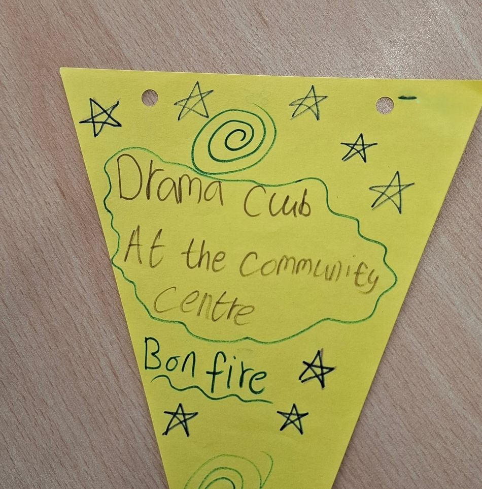 Bunting celebrating Buckhaven, made by Levenmouth Academy pupils. 