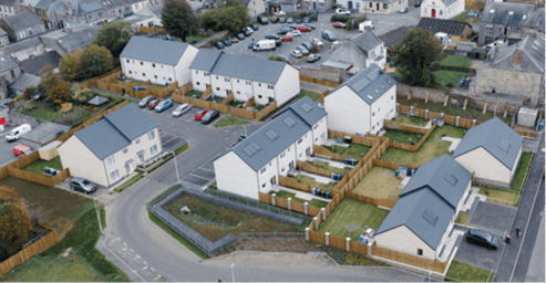 Aerial view of a new residential development.