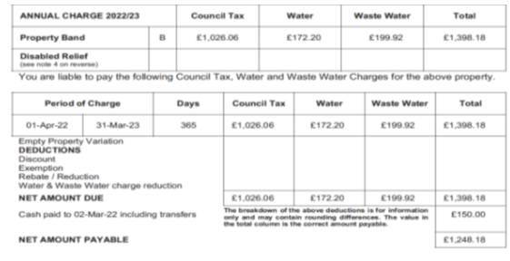 Image of a council tax bill