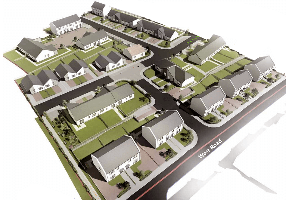 Artists impression of the housing scheme at West Road