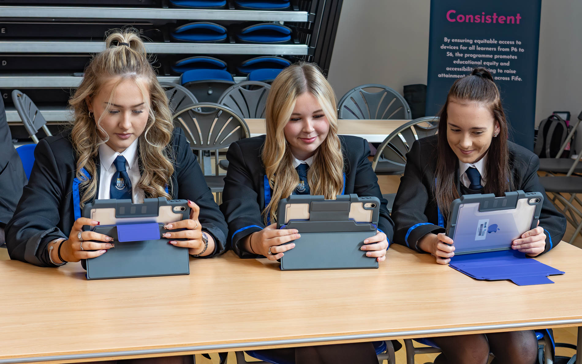 Viewforth High pupils using their iPads