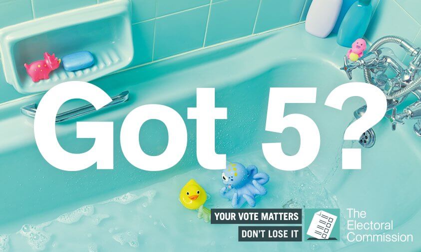 Running a bath? Got 5 minutes? Register to vote