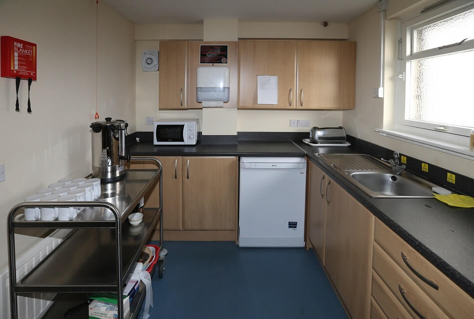 Communal kitchen area at Park Road, with dishwasher and microwave