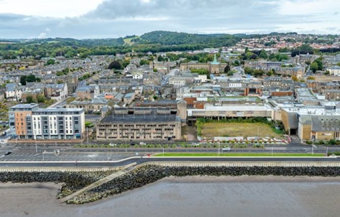 Aerial shot of Kirkcaldy waterfront