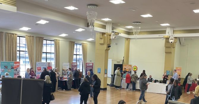 People attending jobs fair