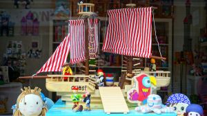 Toys - pirate ship, doll, soft toy octupus