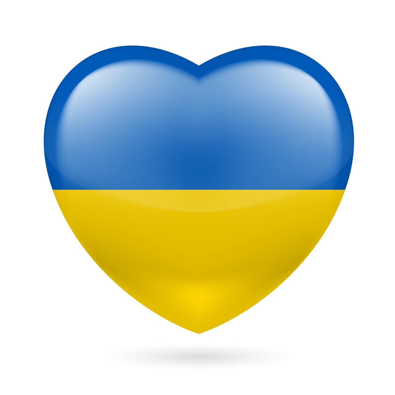 a heart coloured in Ukrainian flag colours blue and yellow 