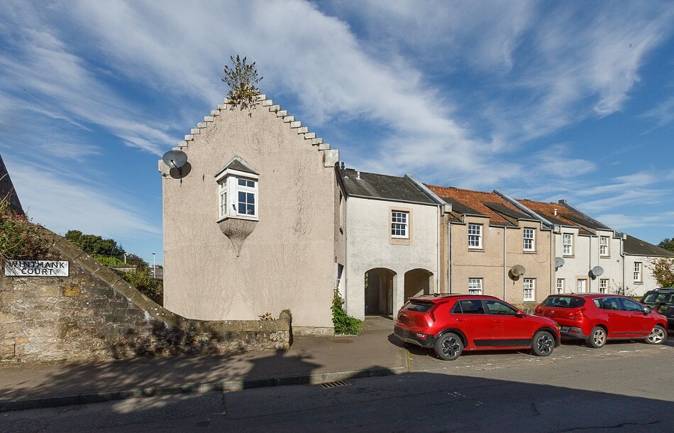 Exterior of Winthank Court, with parking to the front