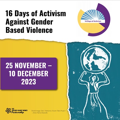 Poster advertising the dates for the 16 Days of Activism against Gender Based Violence