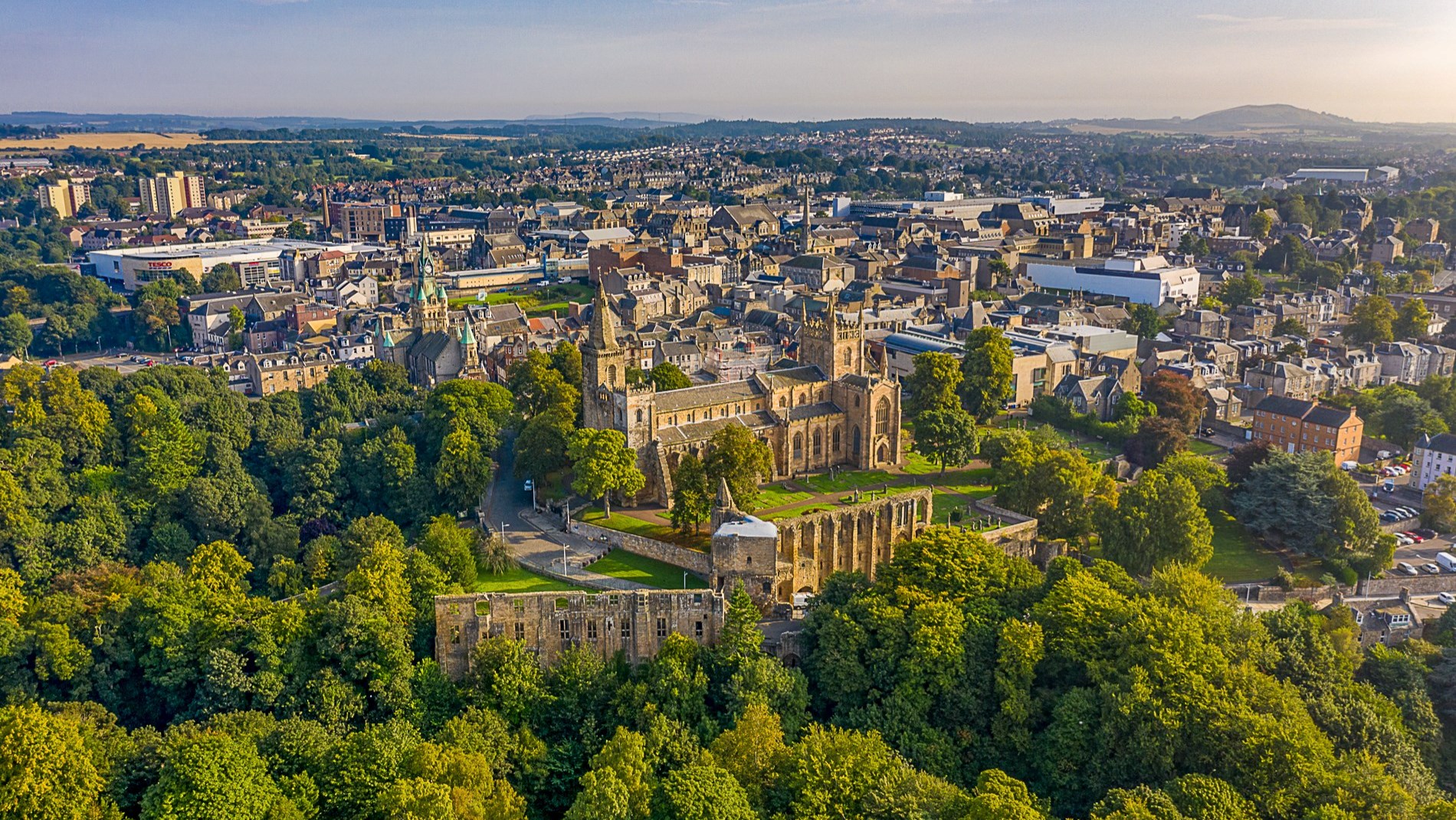 Dunfermline city aerial shot