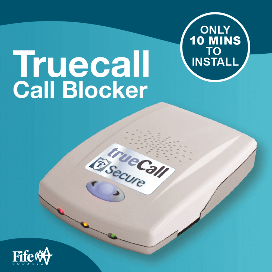 A trueCall electronic device alongside the text 'only 10 mins to install
