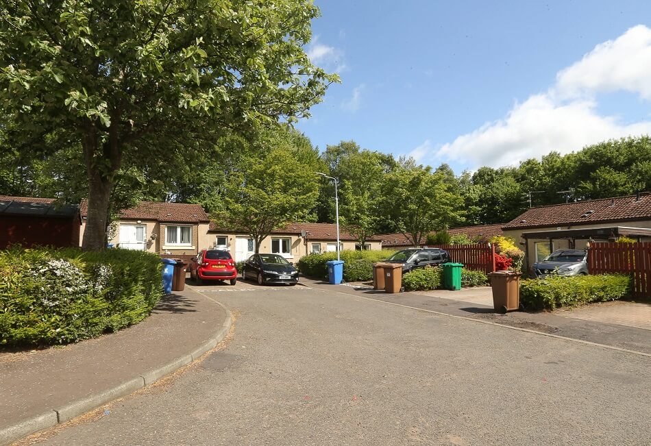 Image of driveway leading up to Blairadam Court complex