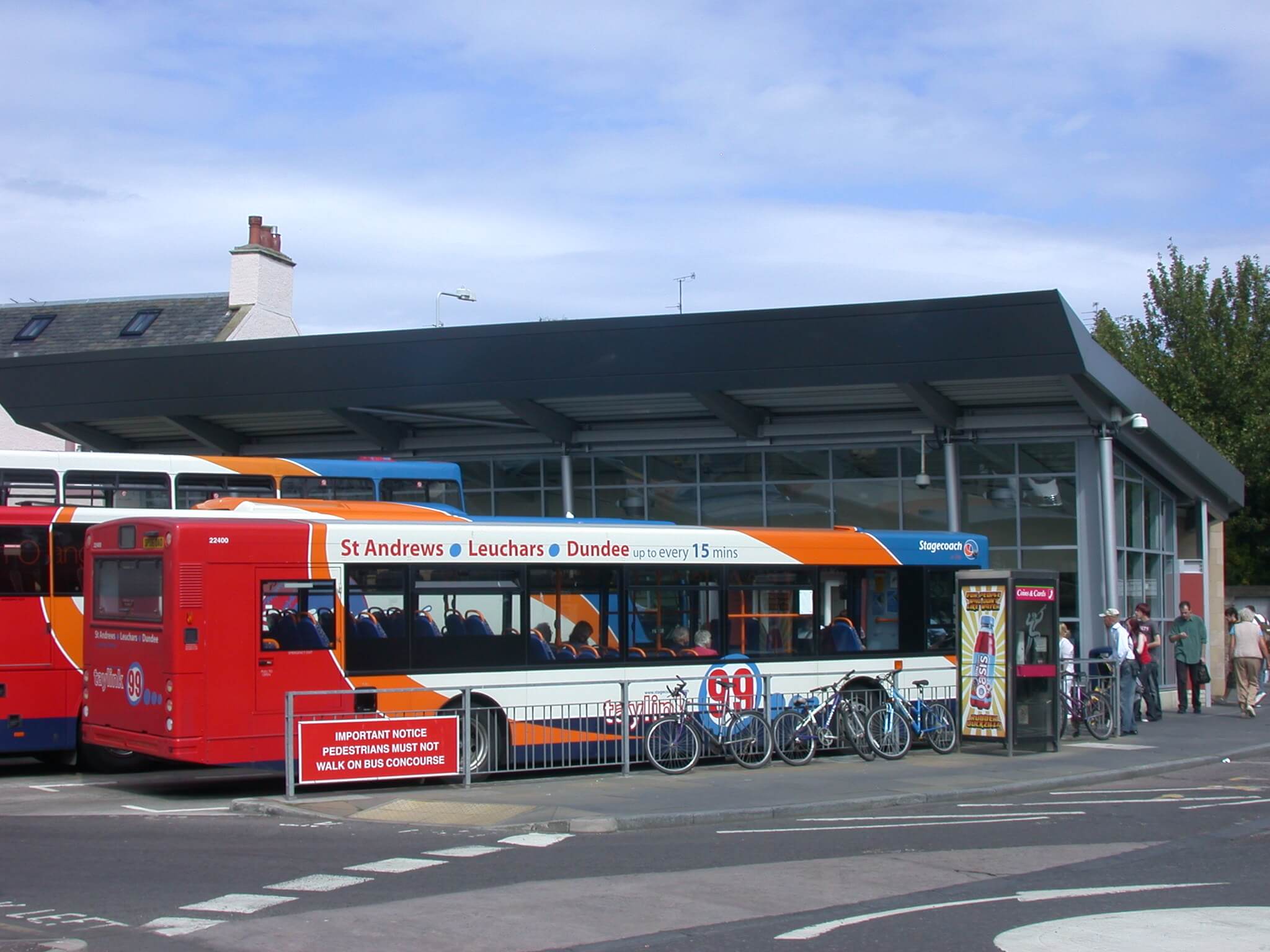 Buses sitting at bus stances at St Andrews bus station