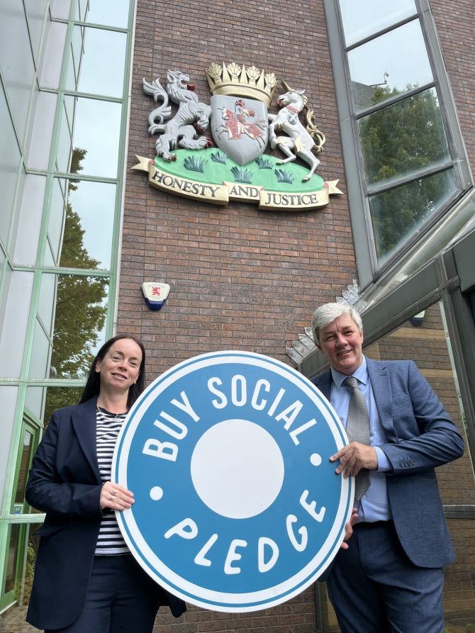 Councillors Kathleen Leslie and Altany Craik, outside Fife House