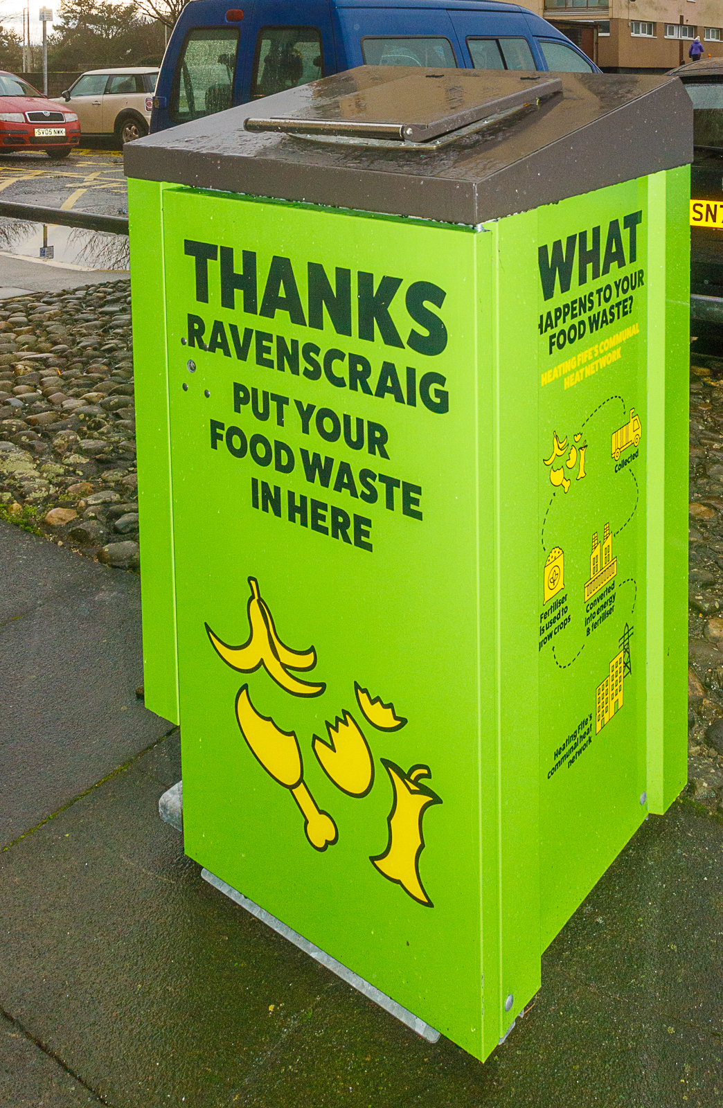 A food waste bin at Ravenscraig