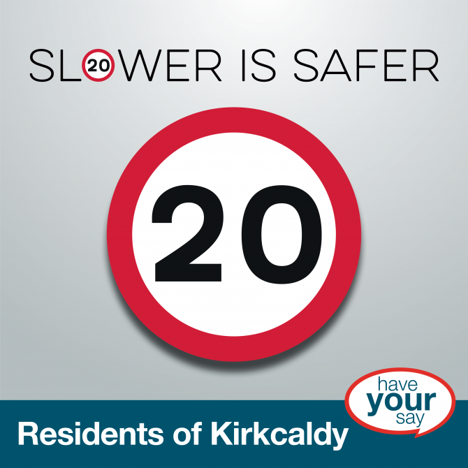 20mph road sign with a speech bubble which says :Have your say
