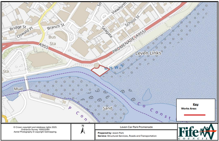Leven promenade car park area of works