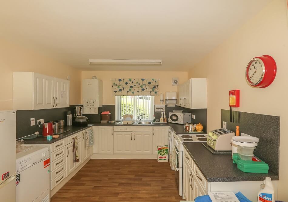 Image of communal kitchen area in Blairadam Court complex