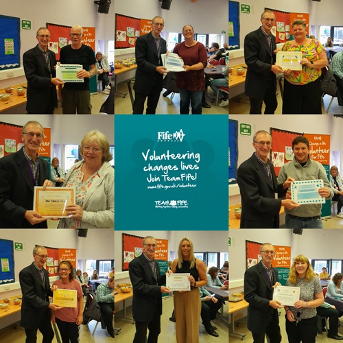 Montage of photos of volunteers receiving certificates of recognition