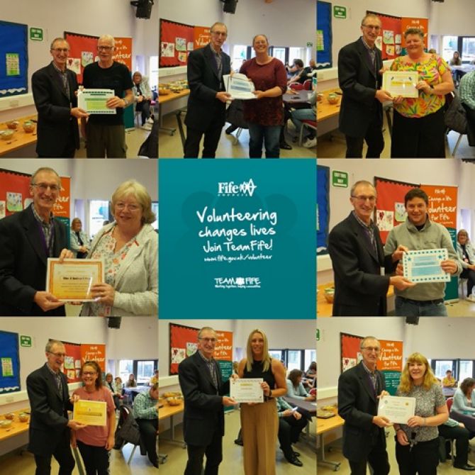 Montage of photos of volunteers receiving certificates of recognition