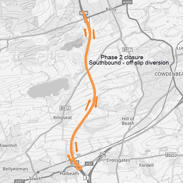 Diversion for M90 Junction 4 south