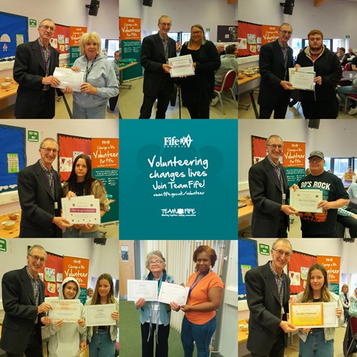 Montage of photos of volunteers recieving their certificates of recognition