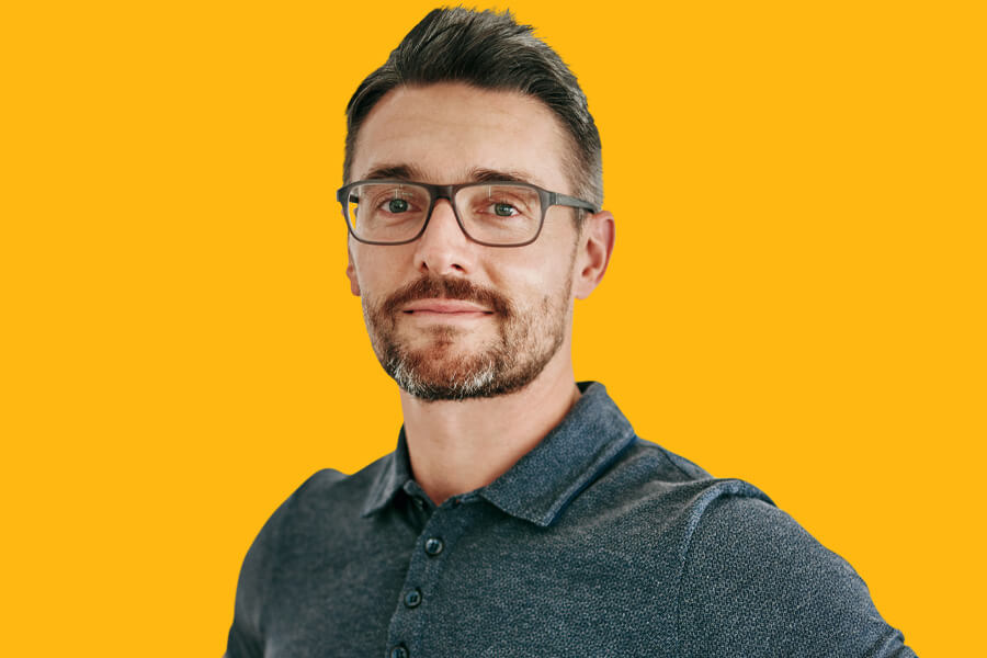man wearing glasses