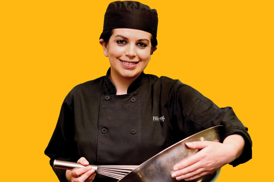 chef with mixing bowl