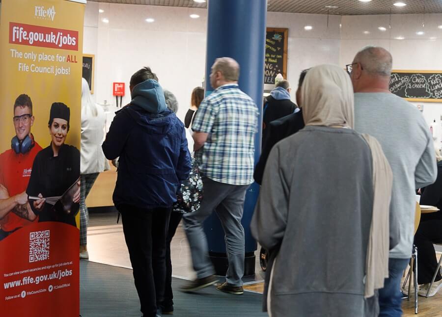 Over 700 people attended the previous fair at the Rothes Halls People attending jobs fair