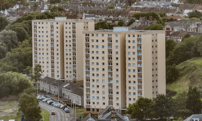 Two tower blocks of high-rise flats in Methil